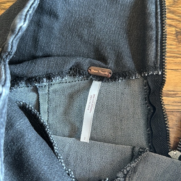 Free People Washed Black Mini Skirt 2 - Picture 3 of 8